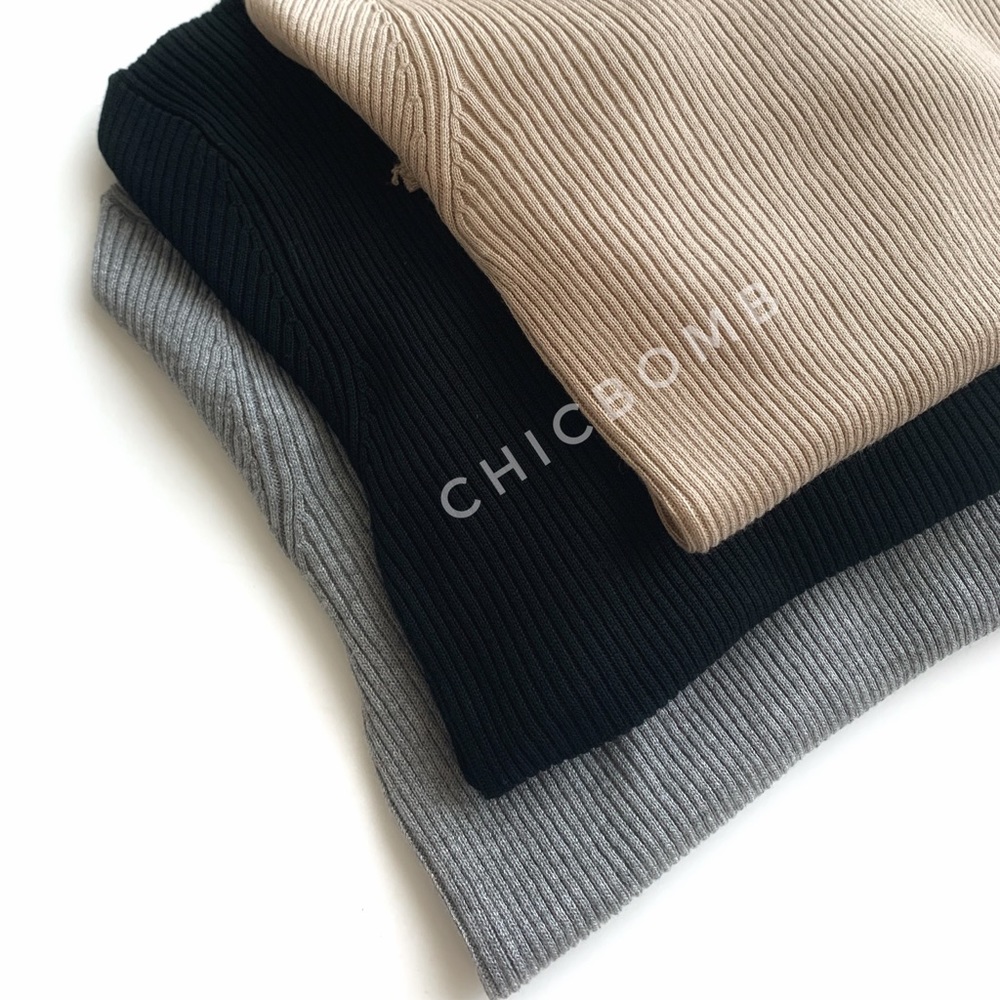 BLACK HIGH NECK SLIM FIT SWEATER TOP - Picture 8 of 13